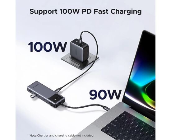 Концентратор Ugreen USB-C to HDMI + 2xUSB 3.2 + 2xUSB-C 3.2 + PD CM888 gray (35998), изображение 7 Концентратор Ugreen USB-C to HDMI + 2xUSB 3.2 + 2xUSB-C 3.2 + PD CM888 gray (35998), изображение 7