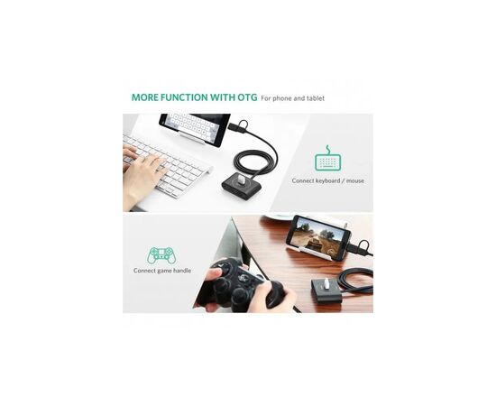 Концентратор Ugreen USB 3.0 to 4xUSB + USB-C plug 1.0m CR113 black (40850), изображение 2 Концентратор Ugreen USB 3.0 to 4xUSB + USB-C plug 1.0m CR113 black (40850), изображение 2