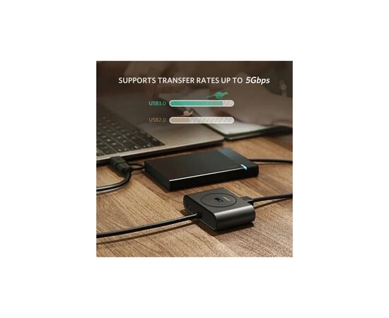 Концентратор Ugreen USB 3.0 to 4xUSB + USB-C plug 1.0m CR113 black (40850), изображение 4 Концентратор Ugreen USB 3.0 to 4xUSB + USB-C plug 1.0m CR113 black (40850), изображение 4