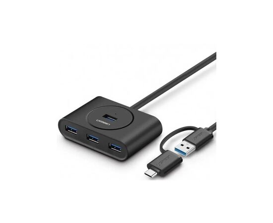Концентратор Ugreen USB 3.0 to 4xUSB + USB-C plug 1.0m CR113 black (40850) Концентратор Ugreen USB 3.0 to 4xUSB + USB-C plug 1.0m CR113 black (40850)
