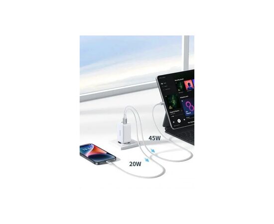 Зарядное устройство Ugreen 1xUSB + 2xUSB-C 65W GaN CD244 white (15334), изображение 6 Зарядное устройство Ugreen 1xUSB + 2xUSB-C 65W GaN CD244 white (15334), изображение 6