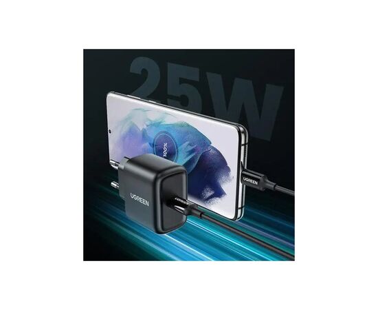 Зарядное устройство Ugreen USB-C PD25W + cable USB-C to USB-C 2.0m CD250 black (50581), изображение 2 Зарядное устройство Ugreen USB-C PD25W + cable USB-C to USB-C 2.0m CD250 black (50581), изображение 2
