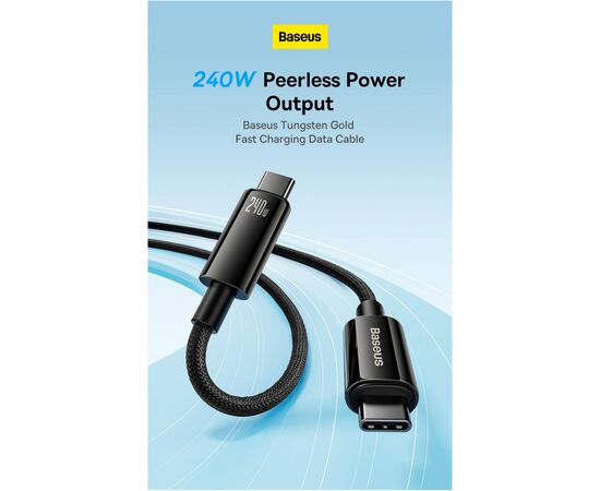 Дата кабель USB-C to USB-C 1.0m 240W Black Baseus (CAWJ040001), зображення 7 Дата кабель USB-C to USB-C 1.0m 240W Black Baseus (CAWJ040001), зображення 7