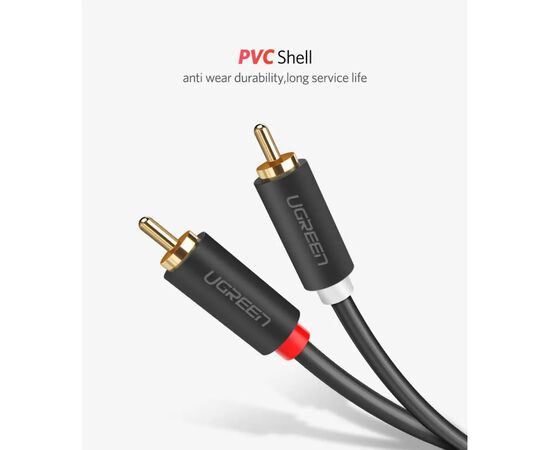 Кабель мультимедийный 2xRCA M to 2xRCA M 1.0m AV104 black Ugreen (30747), изображение 10