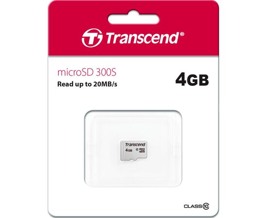 Карта памяти Transcend 4GB microSD class 10 (TS4GUSD300S), изображение 2 Карта памяти Transcend 4GB microSD class 10 (TS4GUSD300S), изображение 2