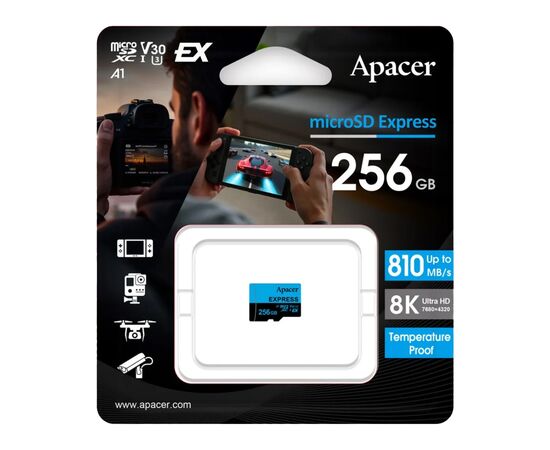 Карта памяти Apacer 256GB microSDXC class 10 UHS-I U3 V30 A1 Express (AP256GMCEXG3X17-RA), изображение 2 Карта памяти Apacer 256GB microSDXC class 10 UHS-I U3 V30 A1 Express (AP256GMCEXG3X17-RA), изображение 2
