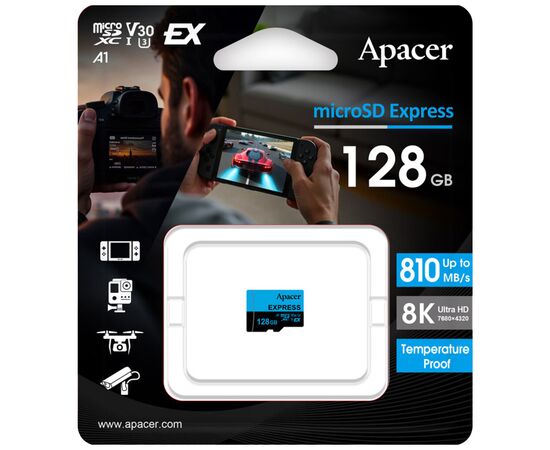 Карта памяти Apacer 128GB microSDXC class 10 UHS-I U3 V30 A1 Express (AP128GMCEXG3X17-RA), изображение 2 Карта памяти Apacer 128GB microSDXC class 10 UHS-I U3 V30 A1 Express (AP128GMCEXG3X17-RA), изображение 2