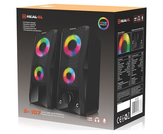 Акустическая система REAL-EL S-107 USB Black (EL121100017), изображение 10