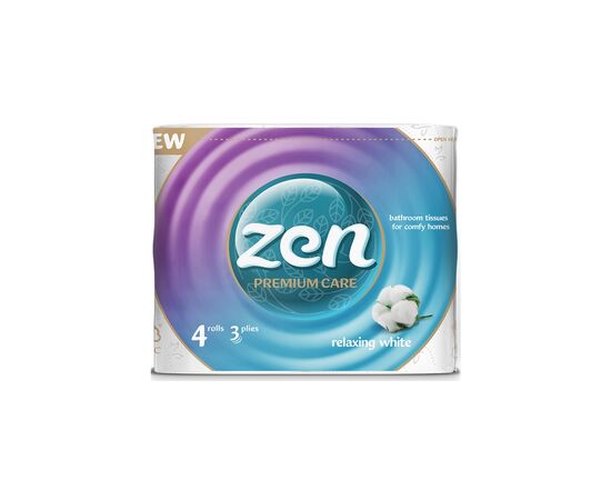 Туалетная бумага Zen Premium Care Relaxing White 3 слоя 4 рулона (5944582100176)