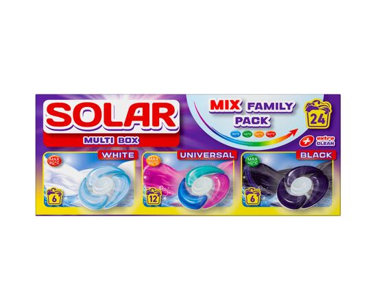 Капсулы для стирки Solar Household Multi Box White + Universal + Black 24 шт. (4820269930391)