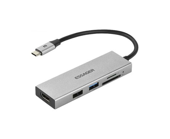 Концентратор Essager USB-C 5-in-1 HDMI 1.4 + USB 3.0 + USB 2.0 + SD/TF (EHBC05-FH0G-P)