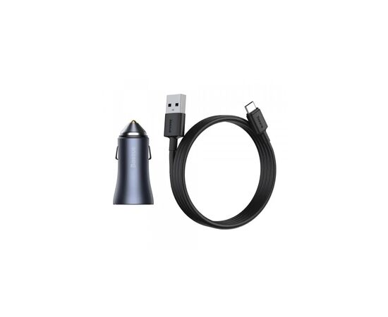 Зарядное устройство Baseus 2xUSB QC3.0 + cable USB to USB-C 40W Golden Contactor Pro dark gray (TZCCJD-A0G), изображение 4