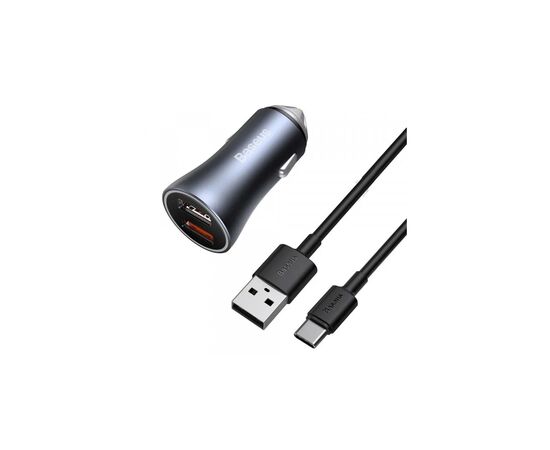 Зарядное устройство Baseus 2xUSB QC3.0 + cable USB to USB-C 40W Golden Contactor Pro dark gray (TZCCJD-A0G)