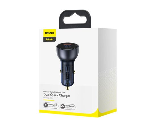 Зарядний пристрій Baseus USB + USB-C QC3.0 65W Particular Digital Display gray (CCKX-C0G), зображення 6 Зарядний пристрій Baseus USB + USB-C QC3.0 65W Particular Digital Display gray (CCKX-C0G), зображення 6