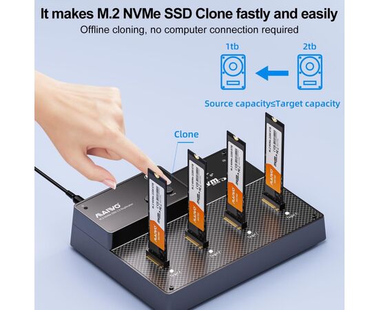 Док-станція для накопичувачів Maiwo 4*NVMe M.2 SSD Key M/B+M to USB4.0 USB-C 40Gbps (K3015P4), зображення 6 Док-станція для накопичувачів Maiwo 4*NVMe M.2 SSD Key M/B+M to USB4.0 USB-C 40Gbps (K3015P4), зображення 6