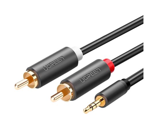 Кабель мультимедийный 3.5mm M to 2xRCA M 2.0m AV102 black Ugreen (10510), изображение 2 Кабель мультимедийный 3.5mm M to 2xRCA M 2.0m AV102 black Ugreen (10510), изображение 2