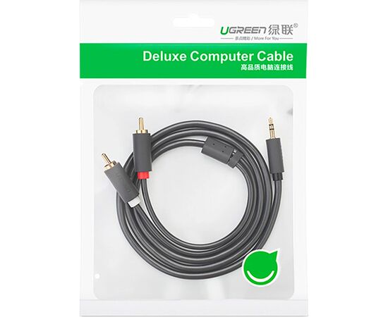 Кабель мультимедийный 3.5mm M to 2xRCA M 2.0m AV102 black Ugreen (10510), изображение 3 Кабель мультимедийный 3.5mm M to 2xRCA M 2.0m AV102 black Ugreen (10510), изображение 3