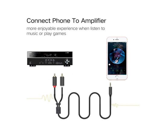 Кабель мультимедийный 3.5mm M to 2xRCA M 2.0m AV102 black Ugreen (10510), изображение 8 Кабель мультимедийный 3.5mm M to 2xRCA M 2.0m AV102 black Ugreen (10510), изображение 8