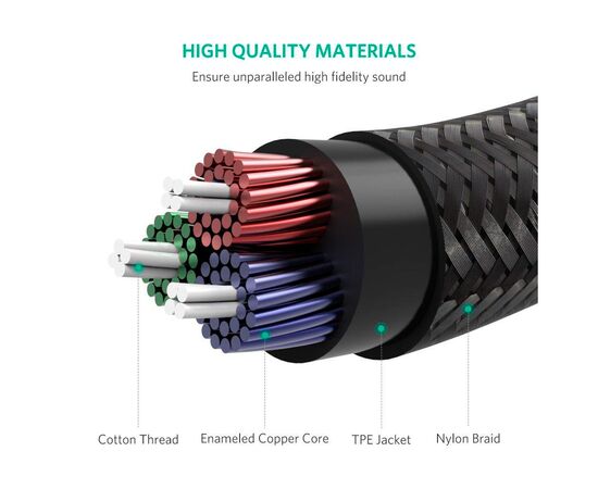 Кабель мультимедийный 3.5mm M to 3.5mm M 0.5m 90° corner AV112 blue Ugreen (60178), изображение 6