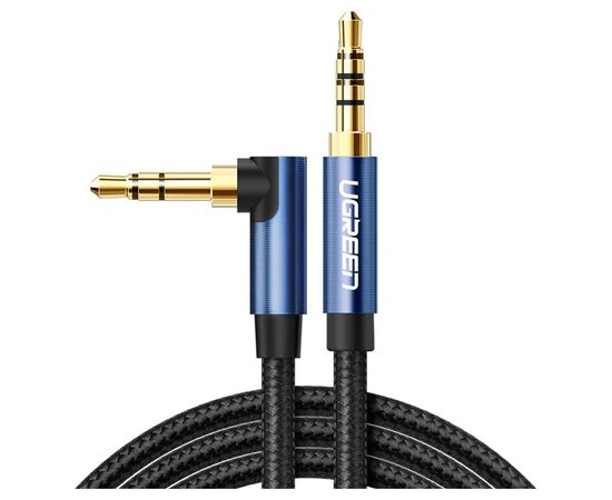Кабель мультимедийный 3.5mm M to 3.5mm M 1.5m 90° corner AV112 blue Ugreen (60180)