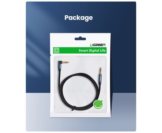 Кабель мультимедийный 3.5mm M to 3.5mm M 1.0m 90° corner AV112 blue Ugreen (60179), изображение 12 Кабель мультимедийный 3.5mm M to 3.5mm M 1.0m 90° corner AV112 blue Ugreen (60179), изображение 12