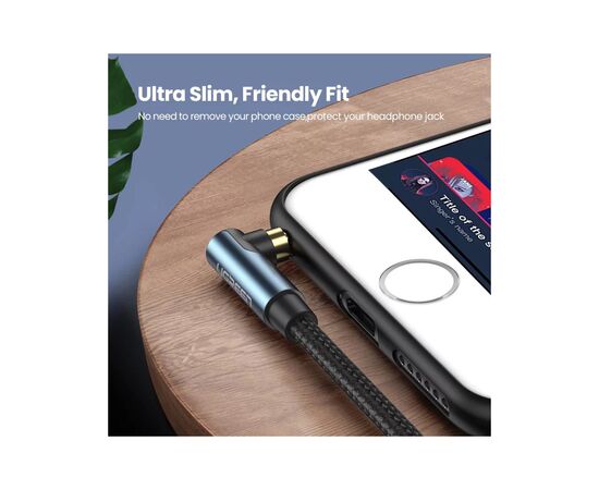 Кабель мультимедийный 3.5mm M to 3.5mm M 1.0m 90° corner AV112 blue Ugreen (60179), изображение 9 Кабель мультимедийный 3.5mm M to 3.5mm M 1.0m 90° corner AV112 blue Ugreen (60179), изображение 9