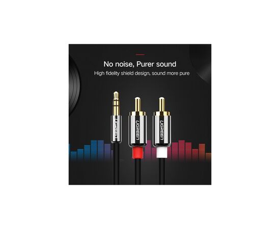 Кабель мультимедийный 3.5mm M to 2xRCA M 1.0m AV116 black Ugreen (10749), изображение 3 Кабель мультимедийный 3.5mm M to 2xRCA M 1.0m AV116 black Ugreen (10749), изображение 3