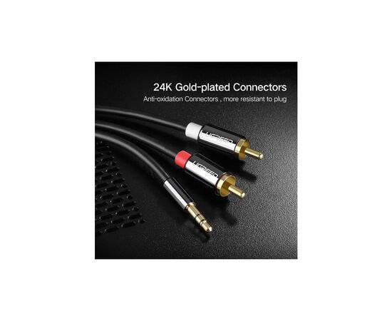 Кабель мультимедийный 3.5mm M to 2xRCA M 1.0m AV116 black Ugreen (10749), изображение 5 Кабель мультимедийный 3.5mm M to 2xRCA M 1.0m AV116 black Ugreen (10749), изображение 5