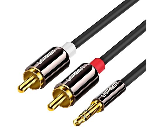 Кабель мультимедийный 3.5mm M to 2xRCA M 3.0m AV116 black Ugreen (10590), изображение 2 Кабель мультимедийный 3.5mm M to 2xRCA M 3.0m AV116 black Ugreen (10590), изображение 2