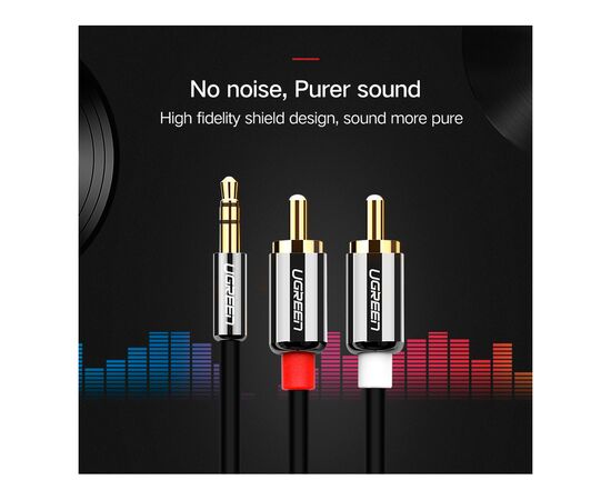 Кабель мультимедийный 3.5mm M to 2xRCA M 5.0m AV116 black Ugreen (10591), изображение 5 Кабель мультимедийный 3.5mm M to 2xRCA M 5.0m AV116 black Ugreen (10591), изображение 5