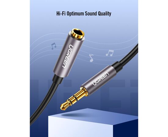 Кабель мультимедийный 3.5mm M to 3.5mm F 1.5m AV118 gray Ugreen (10593), изображение 7