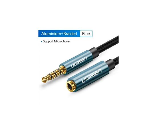 Кабель мультимедийный 3.5mm M to 3.5mm F 1.0m AV118 blue Ugreen (40673), изображение 7