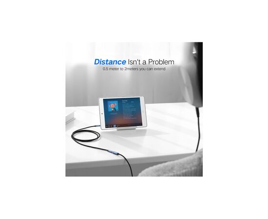 Кабель мультимедийный 3.5mm M to 3.5mm F 2.0m AV118 blue Ugreen (40675), изображение 4