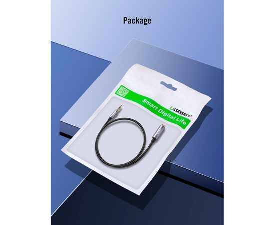 Кабель мультимедийный 3.5mm M to 3.5mm F 2.0m AV118 gray Ugreen (10594), изображение 10