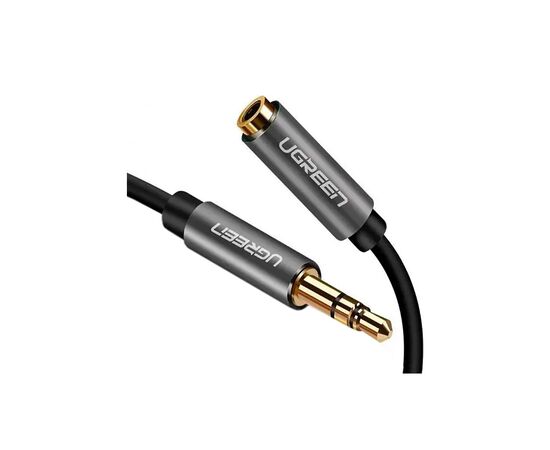 Кабель мультимедийный 3.5mm M to 3.5mm F 2.0m AV118 gray Ugreen (10594), изображение 2