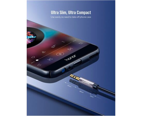Кабель мультимедийный 3.5mm M to 3.5mm F 2.0m AV118 gray Ugreen (10594), изображение 6
