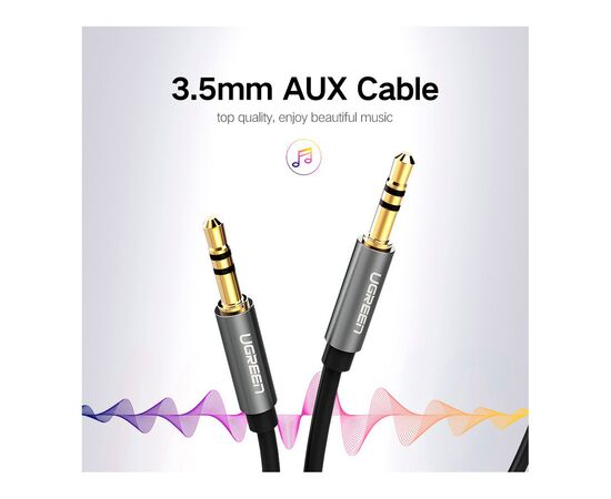 Кабель мультимедийный 3.5mm M to 3.5mm M 0.5m AV119 black Ugreen (10732), изображение 4 Кабель мультимедийный 3.5mm M to 3.5mm M 0.5m AV119 black Ugreen (10732), изображение 4
