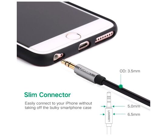 Кабель мультимедийный 3.5mm M to 3.5mm M 0.5m AV119 black Ugreen (10732), изображение 8 Кабель мультимедийный 3.5mm M to 3.5mm M 0.5m AV119 black Ugreen (10732), изображение 8