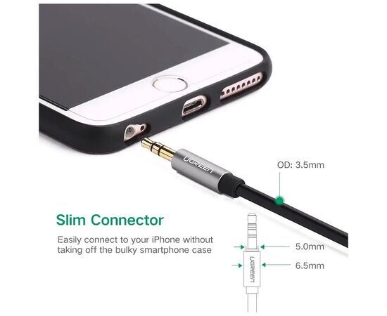 Кабель мультимедийный 3.5mm M to 3.5mm M 1.0m AV119 black Ugreen (10733), изображение 5