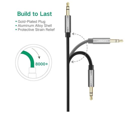 Кабель мультимедийный 3.5mm M to 3.5mm M 2.0m AV119 black Ugreen (10735), изображение 3