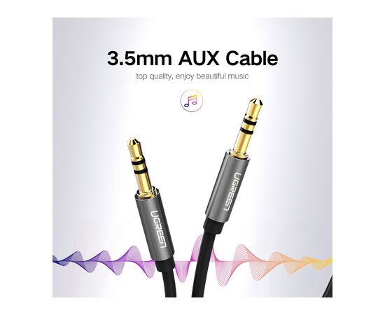 Кабель мультимедийный 3.5mm M to 3.5mm M 3.0m AV119 black Ugreen (10736), изображение 4 Кабель мультимедийный 3.5mm M to 3.5mm M 3.0m AV119 black Ugreen (10736), изображение 4