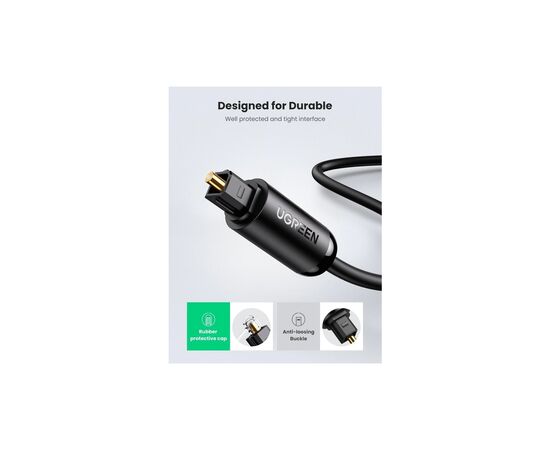 Кабель мультимедийный Optical Toslink 1.0m AV122 black Ugreen (70890), изображение 5 Кабель мультимедийный Optical Toslink 1.0m AV122 black Ugreen (70890), изображение 5