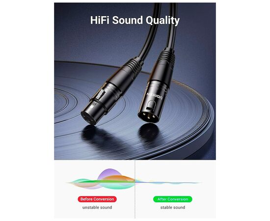 Кабель мультимедийный XLR M to XLR F 5.0m AV130 black Ugreen (20712), изображение 3 Кабель мультимедийный XLR M to XLR F 5.0m AV130 black Ugreen (20712), изображение 3