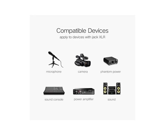 Кабель мультимедийный XLR M to XLR F 5.0m AV130 black Ugreen (20712), изображение 8 Кабель мультимедийный XLR M to XLR F 5.0m AV130 black Ugreen (20712), изображение 8