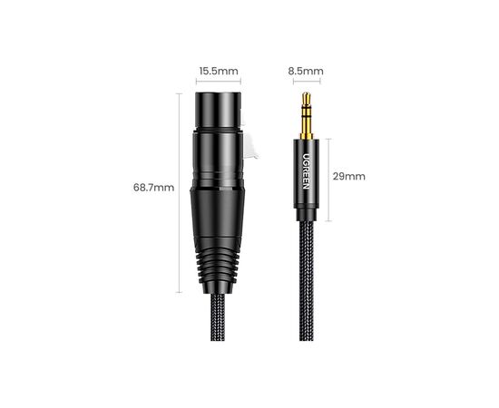 Кабель мультимедийный 3.5mm M to XLR F 1.0m AV182 black Ugreen (20763), изображение 11 Кабель мультимедийный 3.5mm M to XLR F 1.0m AV182 black Ugreen (20763), изображение 11