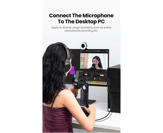 Кабель мультимедийный 3.5mm M to XLR F 1.0m AV182 black Ugreen (20763), изображение 7 Кабель мультимедийный 3.5mm M to XLR F 1.0m AV182 black Ugreen (20763), изображение 7