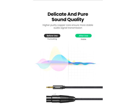 Кабель мультимедийный 3.5mm M to XLR F 2.0m AV182 black Ugreen (20244), изображение 4