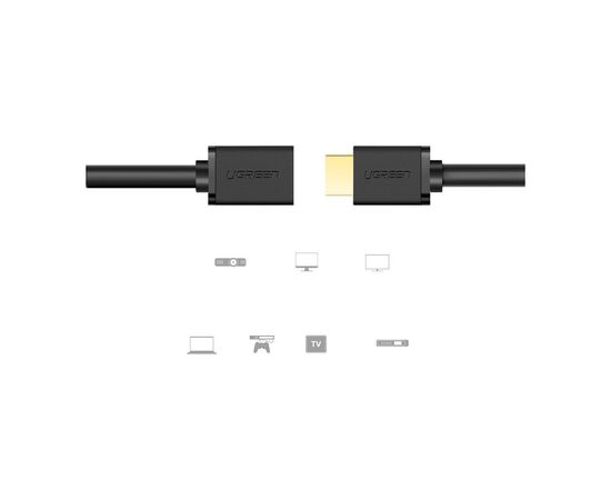 Кабель мультимедийный HDMI M to HDMI F 0.5m HD107 black Ugreen (10140), изображение 4