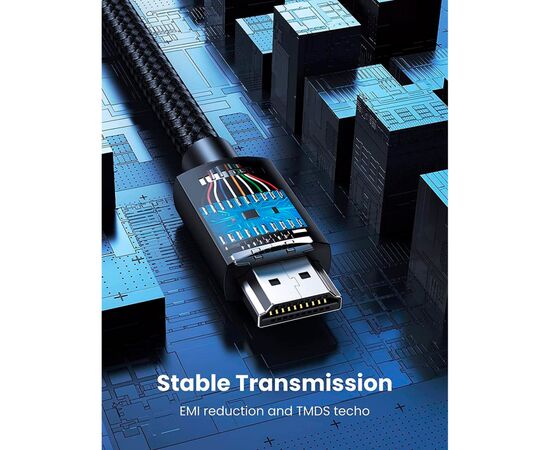 Кабель мультимедийный HDMI M to HDMI M 10.0m 4K30Hz braided HD119 black Ugreen (40104), изображение 4 Кабель мультимедийный HDMI M to HDMI M 10.0m 4K30Hz braided HD119 black Ugreen (40104), изображение 4