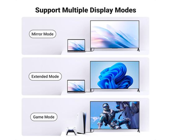 Кабель мультимедийный HDMI M to HDMI M 1.0m V2.0 4K60Hz HD153 black Ugreen (25297), изображение 7